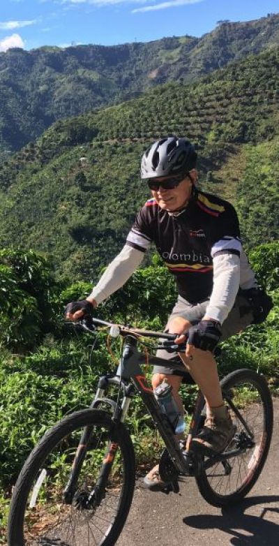 Richard Bedal Cycling on the  tour with redspokes